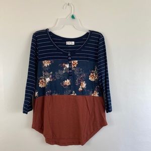 5/$25 Maurices Colorblock Floral Top